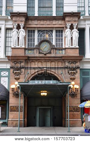 NEW YORK CITY - JAN 12, 2013: 34th Street Facade of Macy's Herald Square, Mid town Manhattan, New York City, USA.
