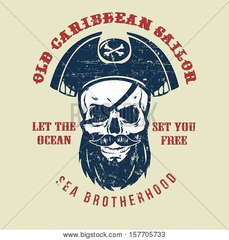 Vintage Skull Label Design. Easy to manipulate, re-size or colorize.