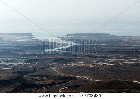 aerial View coast wadi derbat Taqah Sultanate of Oman region Dhofar Salalah