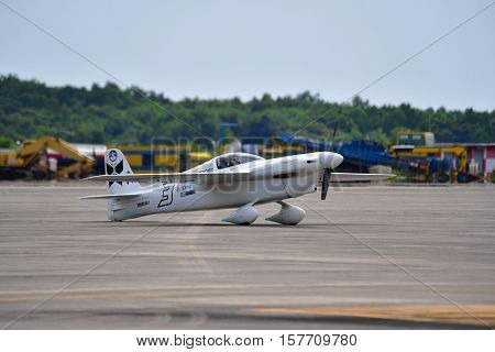 CHONBURI - NOVEMBER 20 : Stanislas Damiron pilot of France with Western Air Racing aircraft in Air Race 1 Thailand at U-Tapao International Airport on November 20 2016 in Chonburi Thailand.
