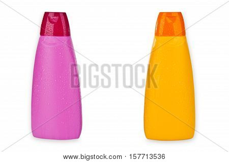 Bottle of Hair Shampoo or Shower Gel isolated on white Background