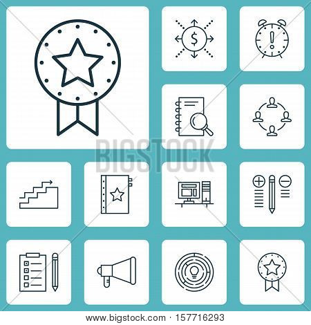 Set Of Project Management Icons On Time Management, Reminder And Analysis Topics. Editable Vector Il