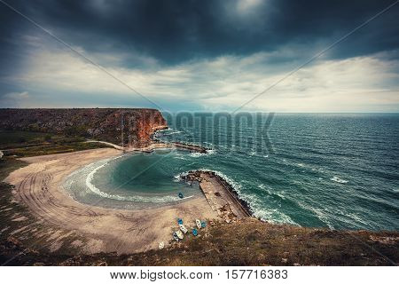 Aerial View Of Rocky Bay. Bolata Beach Bulgaria.
