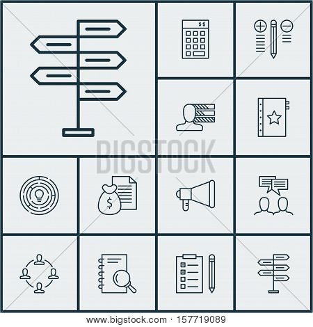 Set Of Project Management Icons On Personal Skills, Analysis And Decision Making Topics. Editable Ve