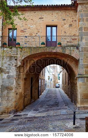 Caceres Puerta de Coria door Spain arch in Extremadura