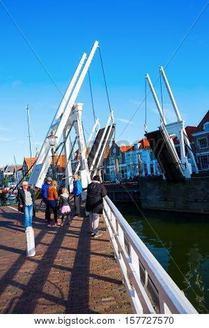 Historical Bascule Bridge In Enkhuizen, Netherlands