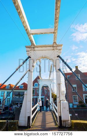 Historical Bascule Bridge In Enkhuizen, Netherlands