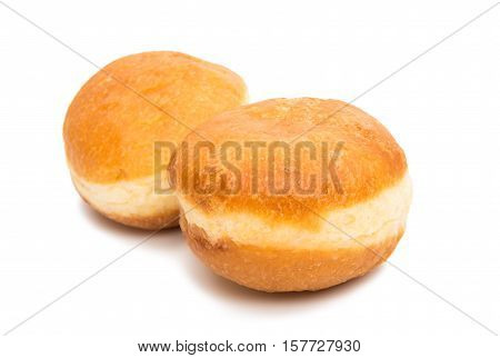 traditional German Berliner pastry with jam filling isolated on white background