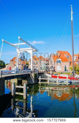 Historical Bascule Bridge In Enkhuizen, Netherlands