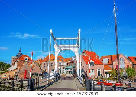 Historical Bascule Bridge In Enkhuizen, Netherlands