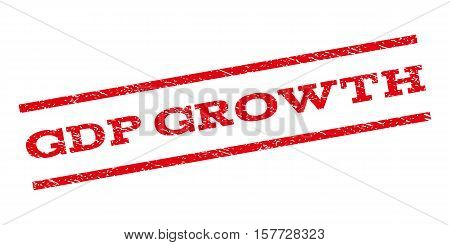 GDP Growth watermark stamp. Text tag between parallel lines with grunge design style. Rubber seal stamp with unclean texture. Vector red color ink imprint on a white background.
