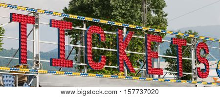 Electric Tickets Sign On A Scaffolding