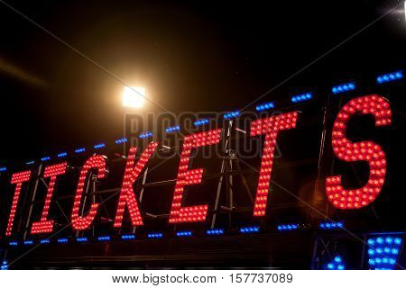 Electric .com Sign On A Scaffolding In The Night