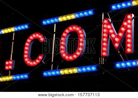 Electric .com Sign On A Scaffolding In The Night