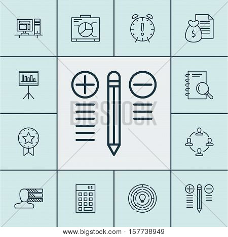 Set Of Project Management Icons On Decision Making, Investment And Computer Topics. Editable Vector
