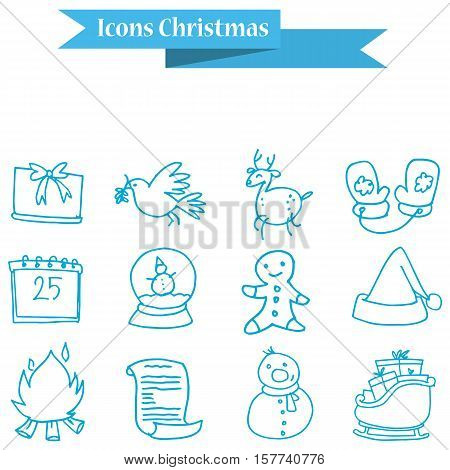 Christmas holiday icons set vector collection stock