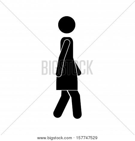 black silhouette woman walking icon vector illustration