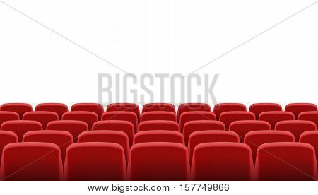 Rows of red cinema or theater seats