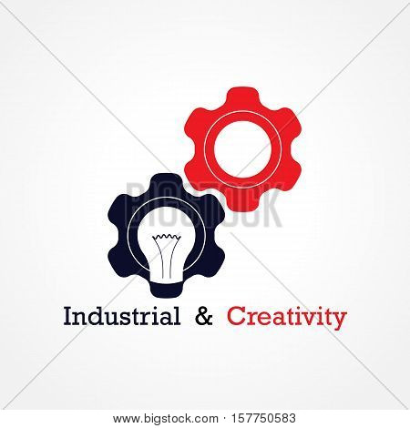 Creative light bulb and gear abstract vector design banner template. Corporate business industrial creative logotype symbol. Business and industrial concept.Vector illustration