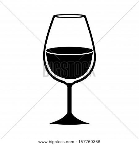 silhouette monochrome with glass of champagne sour vector illustration