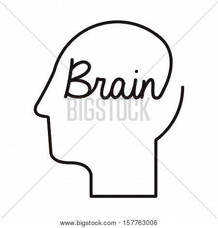 black silhouette head with word brain vector illustration