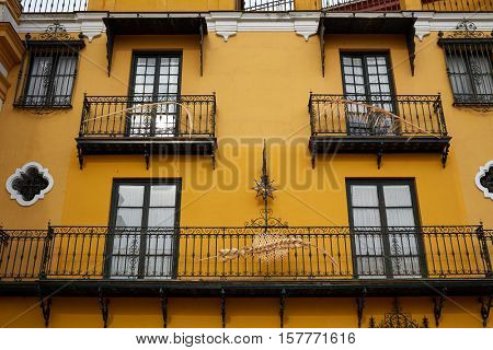 Seville Macarena barrio facades in Sevilla Spain