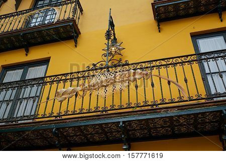 Seville Macarena barrio facades in Sevilla Spain