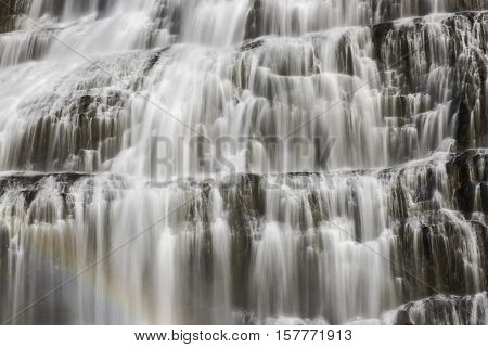 Detail of great waterfall fjallfoss on iceland.
