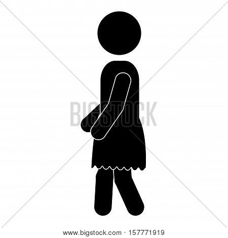 black silhouette woman walking icon vector illustration