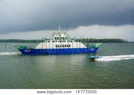 Menumbok,Sabah-May 4,2016:Ferryboats and speedboats passenger in Menumbok,Sabah on 4th May 2016.There is a daily ferry and speedboat service between Menumbok,Sabah and Labuan Pearl Of Borneo.