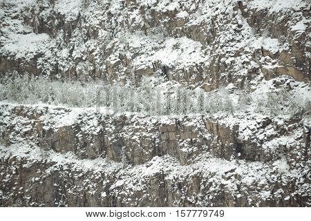 snow-covered slopes of the granite quarry filter natural background