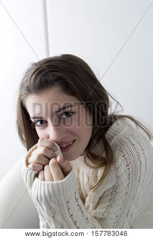 Portrait Of Adolescent With Long Chestnut Hair