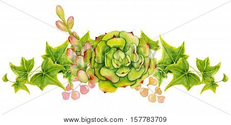 Succulent and cactus bouquet. Boho style for your design. Wedding invitation Valentines Day cards ect