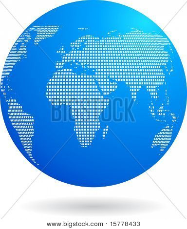 用二进制点白色图案的蓝色地球背景