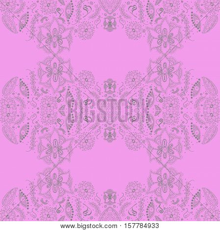 Raster seamless floral pattern in pink and grey colors. Can be used as invitation or greeting card.