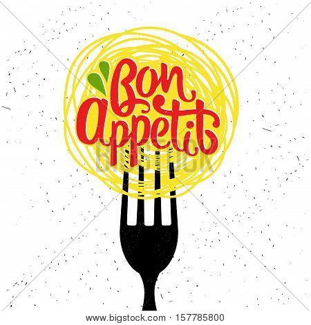 Hand drawn typography poster. Bon appetit. Vector calligraphy