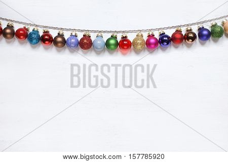 Christmas white wooden background with decoration .