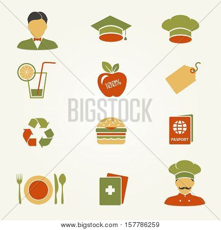 Set of icons. Restaurant, cafe, kitchener business.