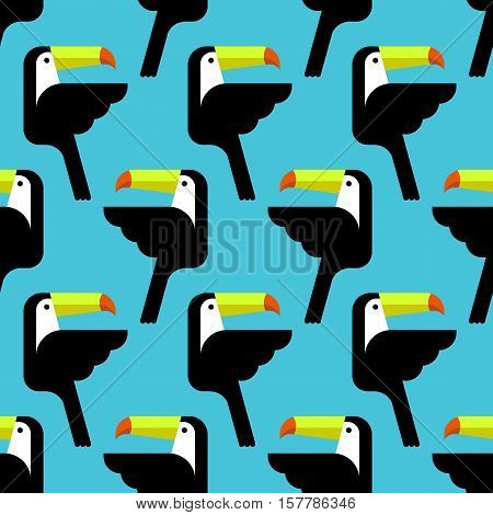 Seamless tropical pattern with birds. Toucan. Vector.