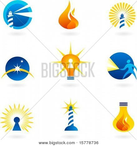 Collezione di icone di luce e fuoco