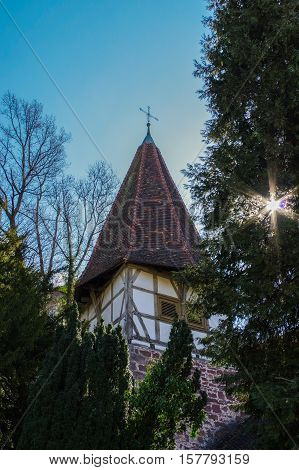 MAULBRONN GERMANY - MAI 17 2015: a Residential tudor style church at the monastery courtyard in Maulbronn. Cistercian Monastery Maulbronn is part of the UNESCO World Heritage Site.