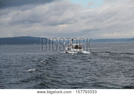 Lake Bodensee on a cloudy day / Picture of the lake Bodensee on a very cloudy and rainy day