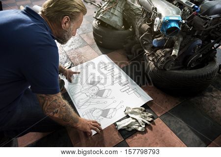Construction Master Plan Draft Blueprint Male Concept