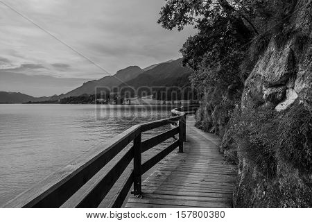 Wolfgangsee / Mountain lake in the Alps.