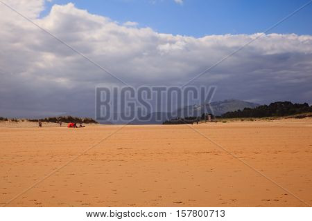 View of the El Puntal beach in Somo Santander. Spain