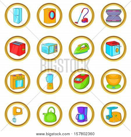Household appliances vector set in cartoon style isolated on white background