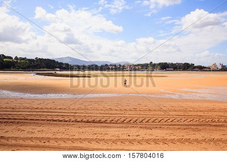 View of the El Puntal beach in Somo Santander. Spain