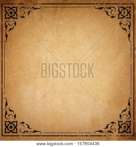 Old paper with patterned vintage frame - blank for your design