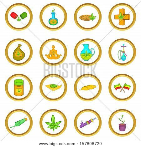 Medical marijuana vector set in cartoon style isolated on white background
