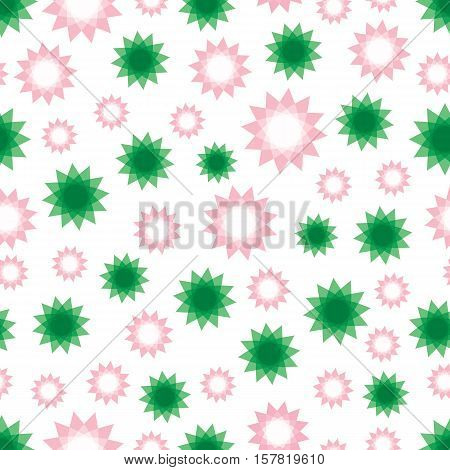 Vector abstract pattern with geometric flowers on a white background
